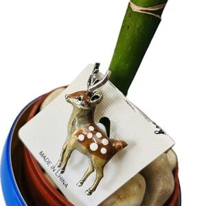 Charming Cute Brown & White Spotted Sika Deer Nature Pendant Fashion Brooch Pin